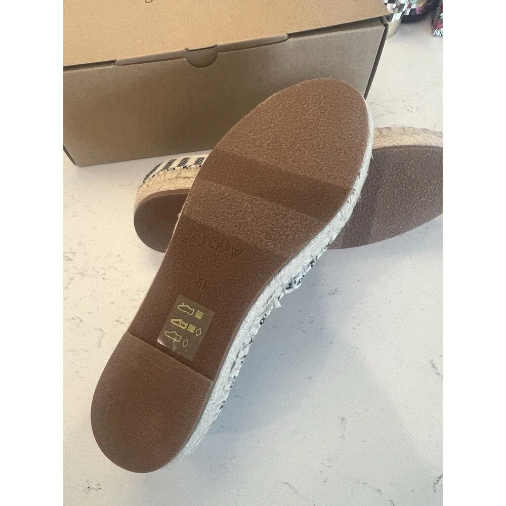 J.Crew Striped Canvas Espadrille Flats Navy White Women’s 6.5 NWT